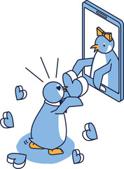 スマホ上で配信者に好意を届けるペンギン