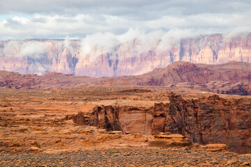 A Beautiful Morning with Spectacular Cloud Formations at Arizona's Rocky and Red Horseshoe Bend in Page, Arizona