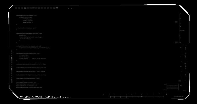 Cyber futuristic video overlay, Technology HUD Head up display graphic interface, Wide screen ratio