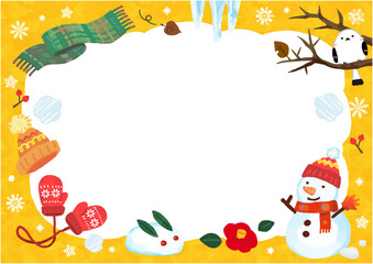 かわいい手描き風のポカポカの冬(黄)