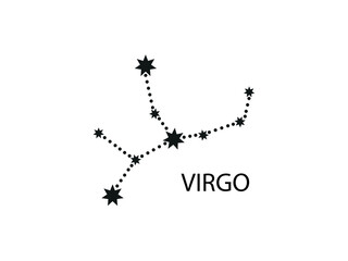 Obraz premium Virgo Zodiac Constellation. Sky map. Horoscope Symbol. Vector illustration of Astrological signs for calendar, horoscope isolated on a background 