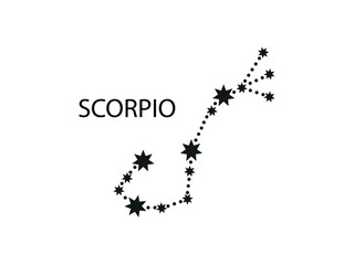 Scorpio Zodiac Constellation. Sky map. Horoscope Symbol. Vector illustration of Astrological signs for calendar, horoscope
isolated on a background 

