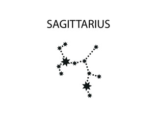 Sagittarius Zodiac Constellation. Sky map. Horoscope Symbol. Vector illustration of Astrological signs for calendar, horoscope
isolated on a background 
