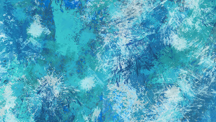 水色、青のラフなペイント。抽象背景素材。