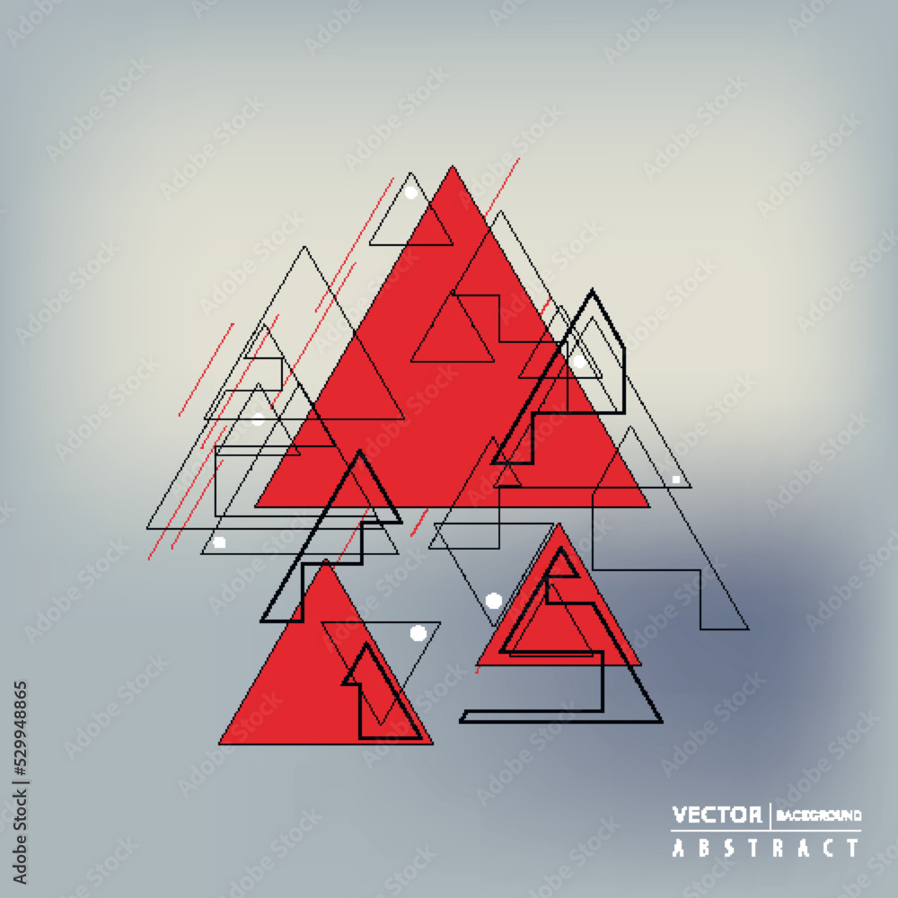 Poster Vector abstract pattern with triangle. Connect lines and dots on gradient background