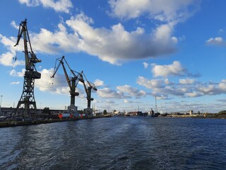 cranes in harbor