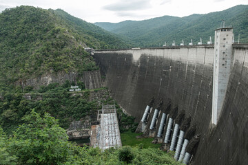 Side view of Bhumibol dam in Nature  Tak Province,Thailand.