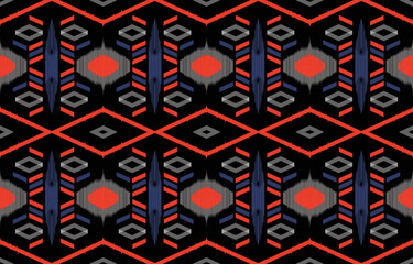 Ethnic navajo ikat seamless pattern. Tribal vector background with decorative folk elements. Aztec abstract geometric art print. Design for rug, tapis, blanket, wallpaper, clothing, fabric, textile.