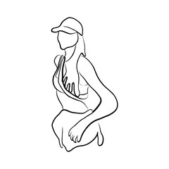 Woman pose line art style