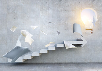 Conceptual image with business items flying in air