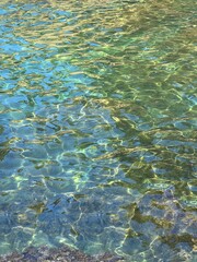 Sea clear water surface with ripples.