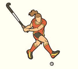 Field Hockey Sport Player Action Graphic Vector