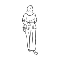 Woman pose line art style