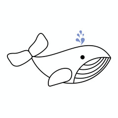 whale icon outline vector disign line art illustration 