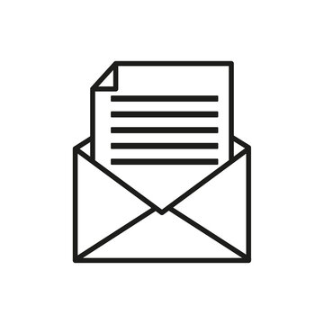 Vector Black and whiter icon an envelope with a letter