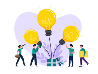 Flat illustration. Team collaboration concept, creative thinking, reporting, chart, development, analysis, workflow, management, business man marketing.