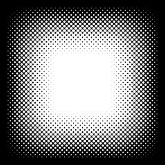 Halftone square frame. Dotted fade Gradient square border. Vector design element. Halftone illustration
