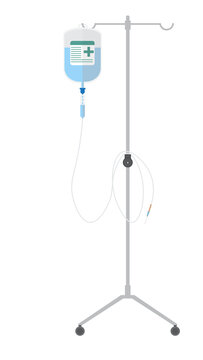 Infusion bottle with IV saline on transparent background