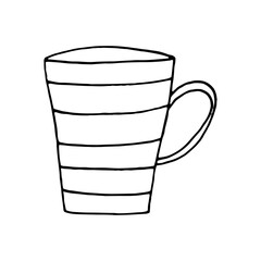 cup with stripes hand drawn in doodle style.