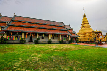 Background of Thai Buddhist attractions, Lamphun (Wat Phra That Haripunchai Woramahawihan)...