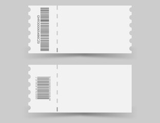 Set blank ticket template. Concert ticket, lottery coupons. Vector coupon	