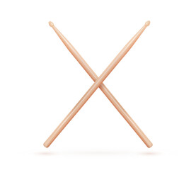 3d vector crossed drumsticks on white background isolated design elements