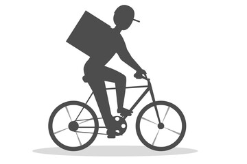 Obraz premium Silhouette of a delivery man riding a bicycle vector illustrations