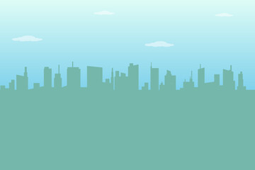 Fototapeta premium Silhouette of cityscape buildings in financial district vector illustrations
