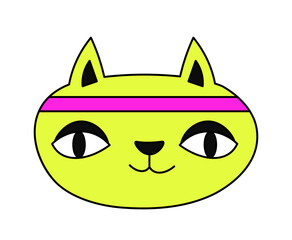 Cat character with head band, portrait of kitty