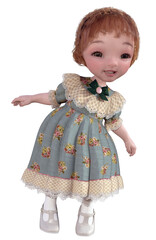 Cute little comic style girl dresses in a vintage party dress 