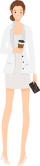woman in black and white working outfit flat style
