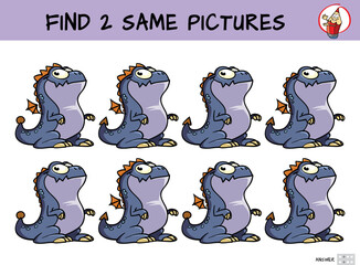 Funny little dragon. Find two same pictures