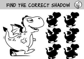 Funny little dragon. Find the correct shadow