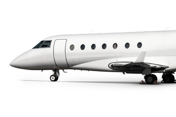 White private business jet on a transparent background