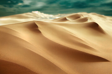 Fototapeta na wymiar Sand dunes in the desert, hot and dry desert landscape