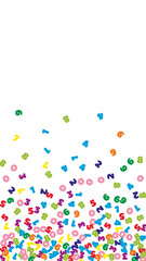 Falling colorful numbers. Math study concept with flying digits. Unique back to school mathematics banner on white background. Falling numbers vector illustration.