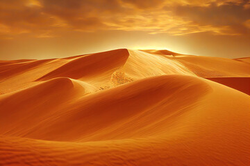 Fototapeta na wymiar Sand dunes in the desert, hot and dry desert landscape
