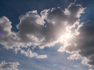 Sky with sun for design purpose and replacement. Nature background.