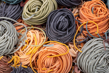 Multi colored pasta rolls