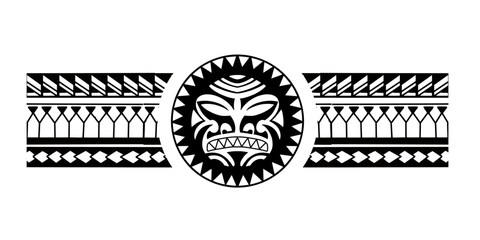 Polynesian border tattoo design.  Pattern aboriginal samoan. Black and white texture, isolated vector.