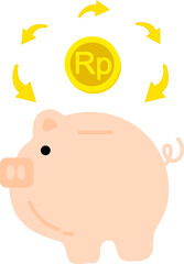 Indonesian flag hand drawn.indonesian rupiah hand drawn