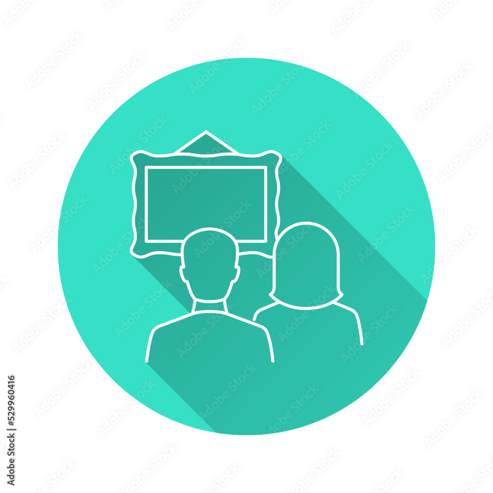 Poster art gallery icon with long shadow for graphic and web design.