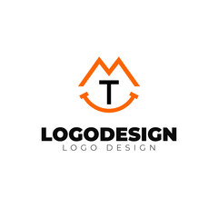 TM and smile logo design letter logotype vector template