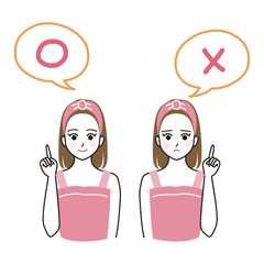 スキンケアの良い方法と悪い方法のベクターイラスト