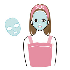 フェイスパックをする女性のベクターイラスト