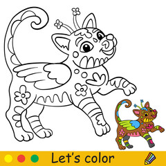 Obraz na płótnie Canvas Kids coloring with template a cute halloween pumpkins