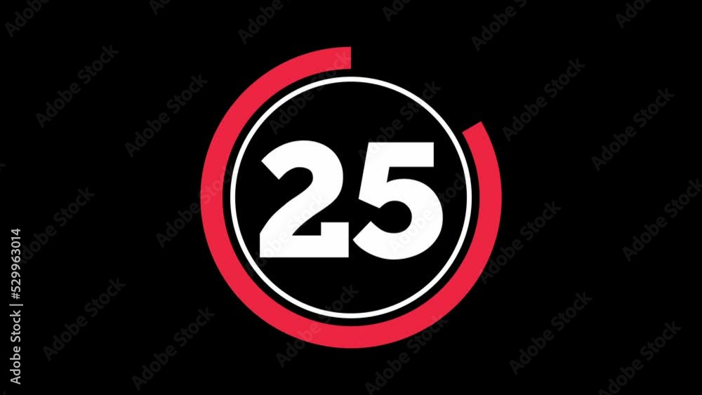 Poster simple 30 seconds countdown timer. thick numbers and animated circle shaped indicator. red and white