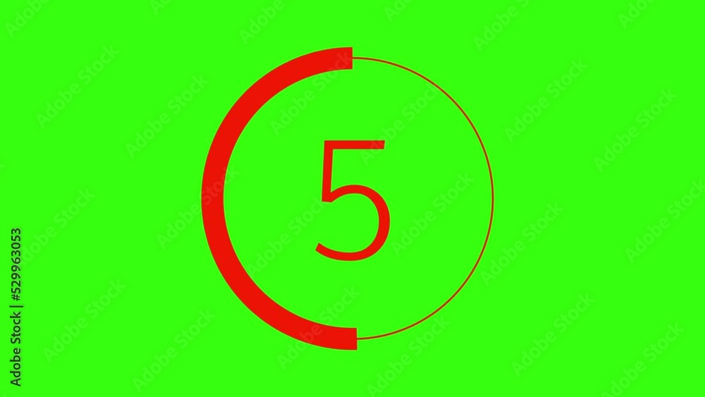 Poster simple 10 seconds countdown timer with animated red indicator. circle shaped smooth animation. red c