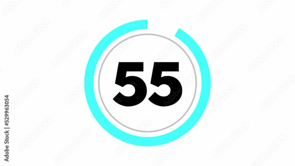 Poster simple 60 seconds (1 minute) countdown timer. thick numbers and animated circle shaped indicator. tu