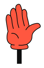 Sticker of red hand showing stop sign, forbidden